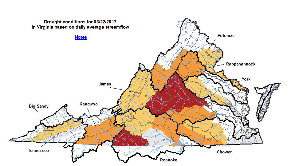 Virginia WSC USGS Drought Conditions for Basins