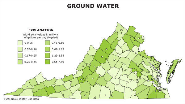 ground water withdrawals, public supply, 1995
