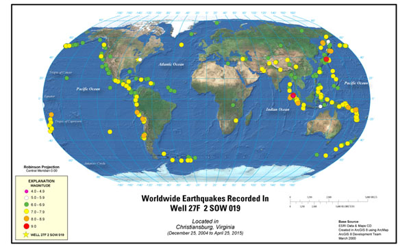 World map/quake locations.