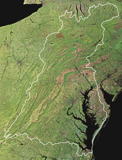 Landsat image of Chesapeake Bay watershed