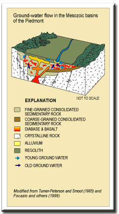 Ground-water flow in the Mesozoic basins of the Piedmont