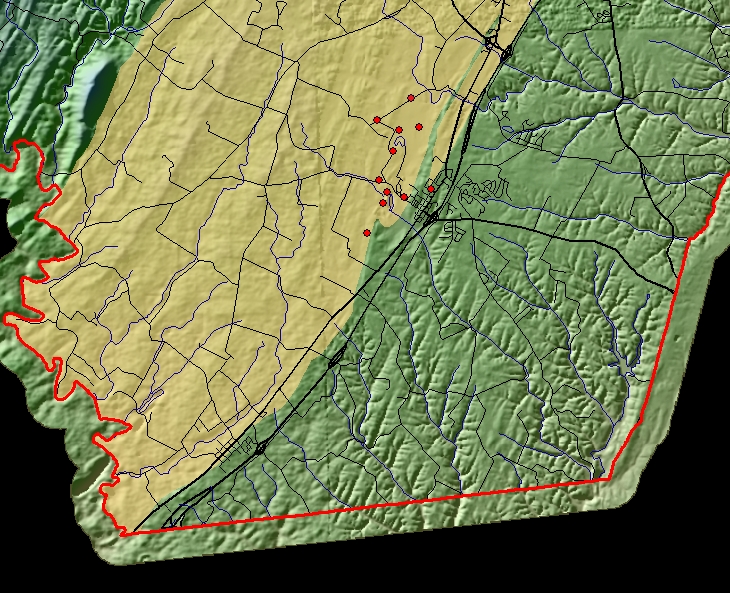 Shaded relief, Frederick County, blow-up